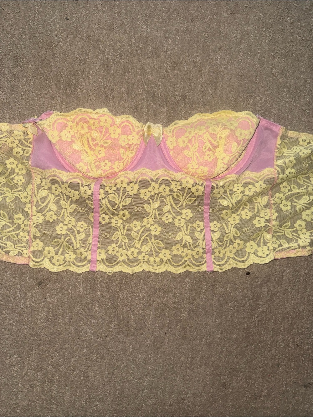 Women's Yellow & Pink Lace Bustier